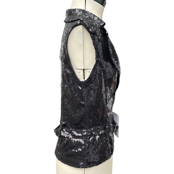 NATALIE DANCE WEAR Sequined Vest w/Lapels & Belt Women's S/Med Black Theater NWT - Picture 4 of 16